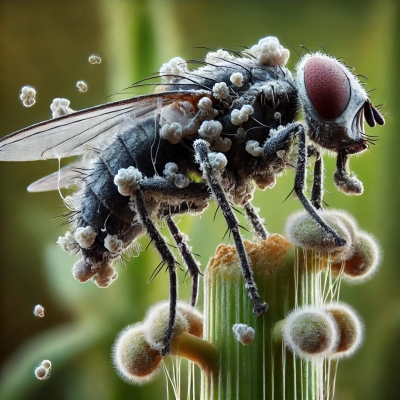 fly infected with fungus