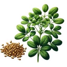 illustration of fenugreek showing leaves and seeds