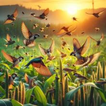 swallows and sparrows eating bugs