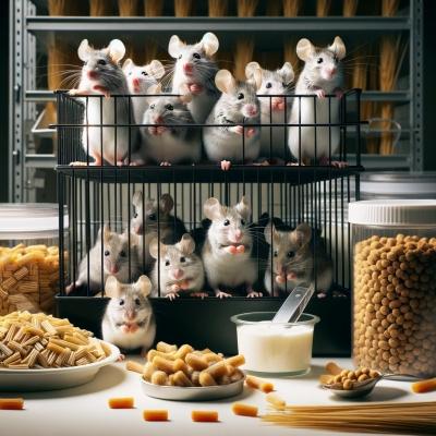 Lab mice eating fiber-rich foods